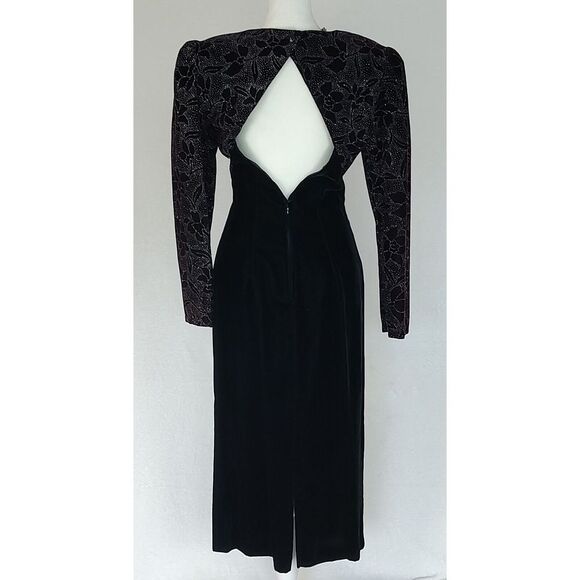 Nancy Bracoloni Velvet Dress Open Back Party Cocktail Dress Size 7/8 - Picture 2 of 8